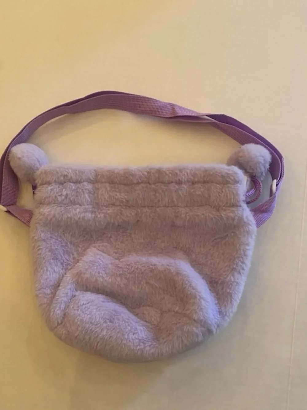 A Purple Kuromi Plush Character Drawstring Crossbody Bag for Kids